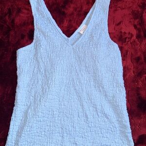 a new day Sky Blue Textured Tank Top